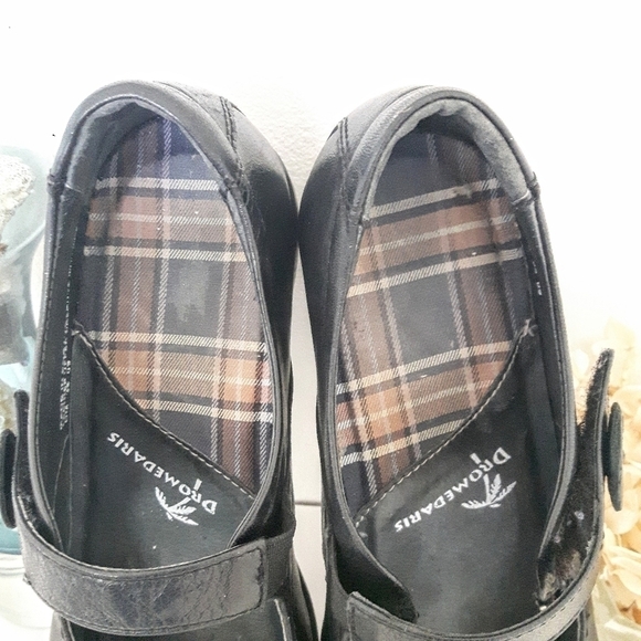 LEATHER Dromedaris Mary Jane Style Shoes. Black Velcro Closure Size 36 (6-6.5) - Picture 10 of 12